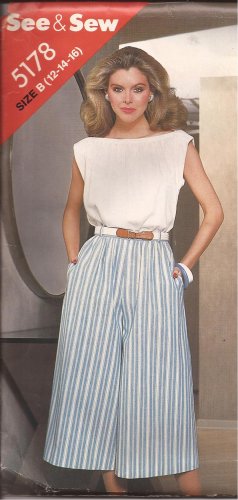 Butterick 5178 Bateau Neckline Top Pattern Size 12 14 16 UNCUT