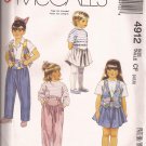 McCalls 4912 (1990) Childs Girls Vest Shaped Yoke Skirt Pants Pattern Size 4 5 6 UNCUT