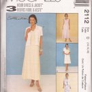 McCalls 2112 (1999) Princess Seam V-Neck Dress Short Sleeve Jacket Pattern Size 12 14 16 UNCUT