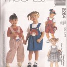 McCalls 2264 (1999) Toddler Raggedy Ann Andy Overalls Dress Applique Purse Doll Pattern 2 3 4 UNCUT