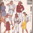 McCalls 3650 (1988) Shirt Top Skirt Pants Shorts Capris Pattern Size 8 10 12