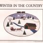 Hand Machine Applique Winter Country (1982) Sleigh Amish Buggy Christmas Snow 17" x 27" Oval Hoop