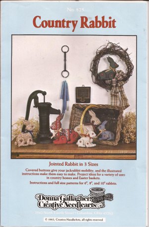 825 (1983) Creative Needlearts Jointed Covered Buttons Country Rabbit 6" 8" 10"