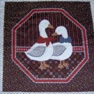 Country Duck Quilt Look Pillow Wall Hanging Panel Fabric Set of 2 16"W x 16L"
