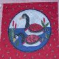 Country Goose Geese Quilt Look Pillow Wall Hanging Panel Fabric Set of 2 16"W x 16L"