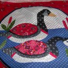 Country Goose Geese Quilt Look Pillow Wall Hanging Panel Fabric Set of 2 16"W x 16L"