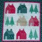 Country Christmas Tree House Quilt Look Pillow Wall Hanging Panel Fabric Set of 2 14"W x 15L"
