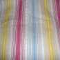 Pink Blue Yellow White Stripe Cotton Blend Fabric