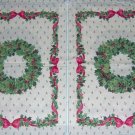 Christmas Wreath Holly Ribbon Placemat Panels Quilt 13"W x 17.5"L