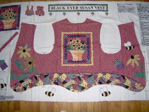 Black Eyed Susan Flower Pot Bee Garden Quilt Look Applique Vest