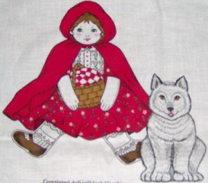 Little Red Riding Hood Screen Print Doll with Basket Stuff 16-18"