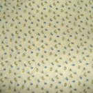 Cream Yellow Background with Small Blue Gold Flowers Fabric 43"w