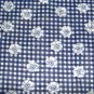 Navy Gingham Plaid White Flowers soft Cotton Fabric 45"w