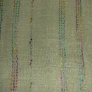 Light Olive Green Linen Weave Multi-Color Shimmer Stripes Fabric