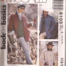 McCalls 6103 (1992) Unlined Jacket Yoke Collar Cuffs Front Button Pattern Size 14 16 18 UNCUT