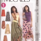McCalls 6567 (2012) Elastic Waist Skirts Shaped Hem Mock Wrap Pattern 16 18 20 22 24 26 UNCUT