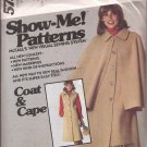 McCall's Vintage (1977)  Show Me! Sleeveless Coat Cape Pattern 5753 Size 8 10 12 UNCUT