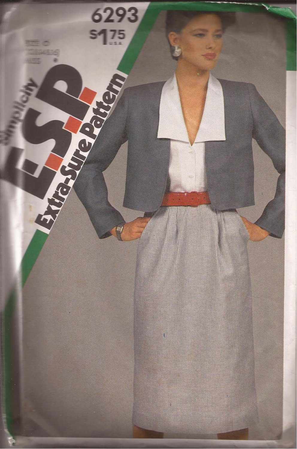Simplicity 6293 (1983) Slim Skirt Sleeveless Blouse Unlined Jacket Pattern Size 12 14 16 PART CUT