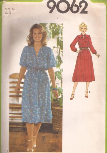Simplicity 9062 (1979) Vintage Pullover Yoke Dress Elastic Waist Sleeve Pattern Size 14 UNCUT