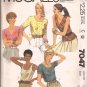 McCalls 7047 (1980) Top Shirt Blouse Scoop V Neck Pattern Size 16 UNCUT