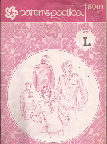 Patterns Pacifica 8001 Vintage Men Shirt Front Placket Yoke Back Pattern Size S M L XL UNCUT