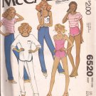 McCalls 6520 (1979) Vintage Tops Pants Shorts Pattern Size 10 UNCUT