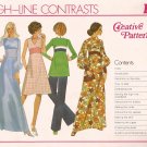 Creative Patterns B2 (1976) Vintage Long Dress Contrast Band Full Sleeves Wide Cuff Pattern UNCUT