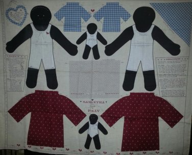 African American Samantha Polly Stuffed Doll Fabric Panel