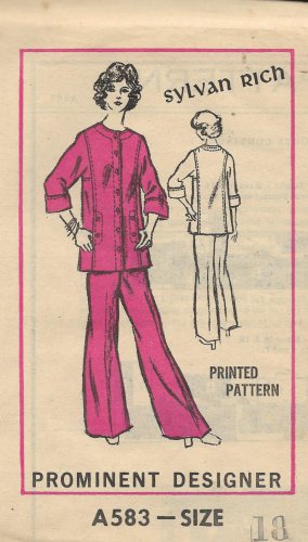 Vintage Prominent Designer Sylvan Rich Mail Order Pattern A583 Pants Jacket Size 18 UNCUT