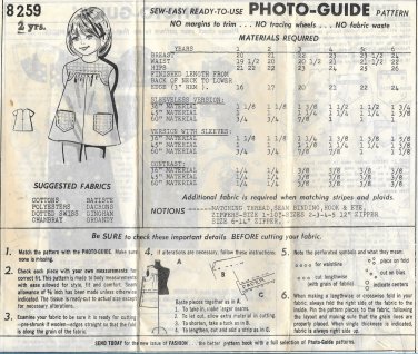 Vintage Mail Order Pattern 8259 Toddler Child Dress 2 Years