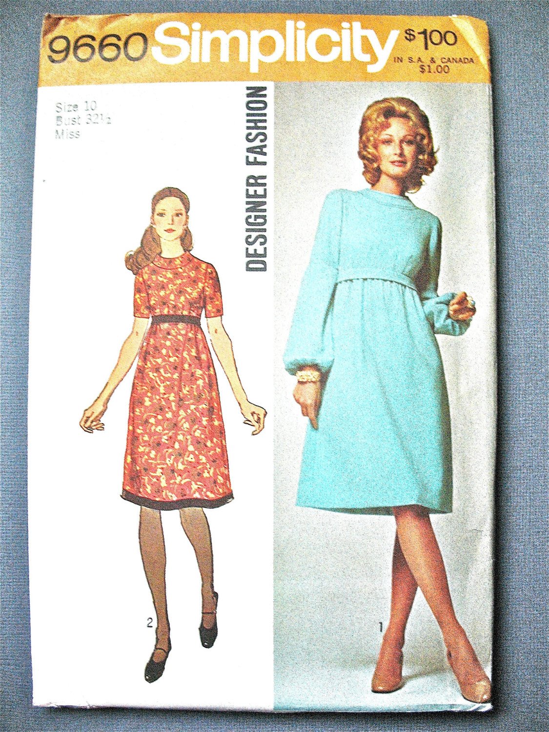 Simplicity 9660 1971 Vintage Dress Pattern Size 14 Uncut 5906