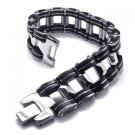Stainless Steel And Rubber Ladder Style Bracelet