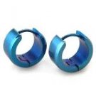 Stainless Steel Blue Plain Stud Hoop Huggie Earrings