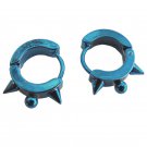 Stainless Steel Hoop Huggie Earrings Blue