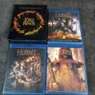 Lot of 5 Lord of the Rings and Hobbit Blu-Ray DVD Movies Used with Box