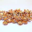 10mm Gold Rhinestone Rondelle Spacers 100 PCS