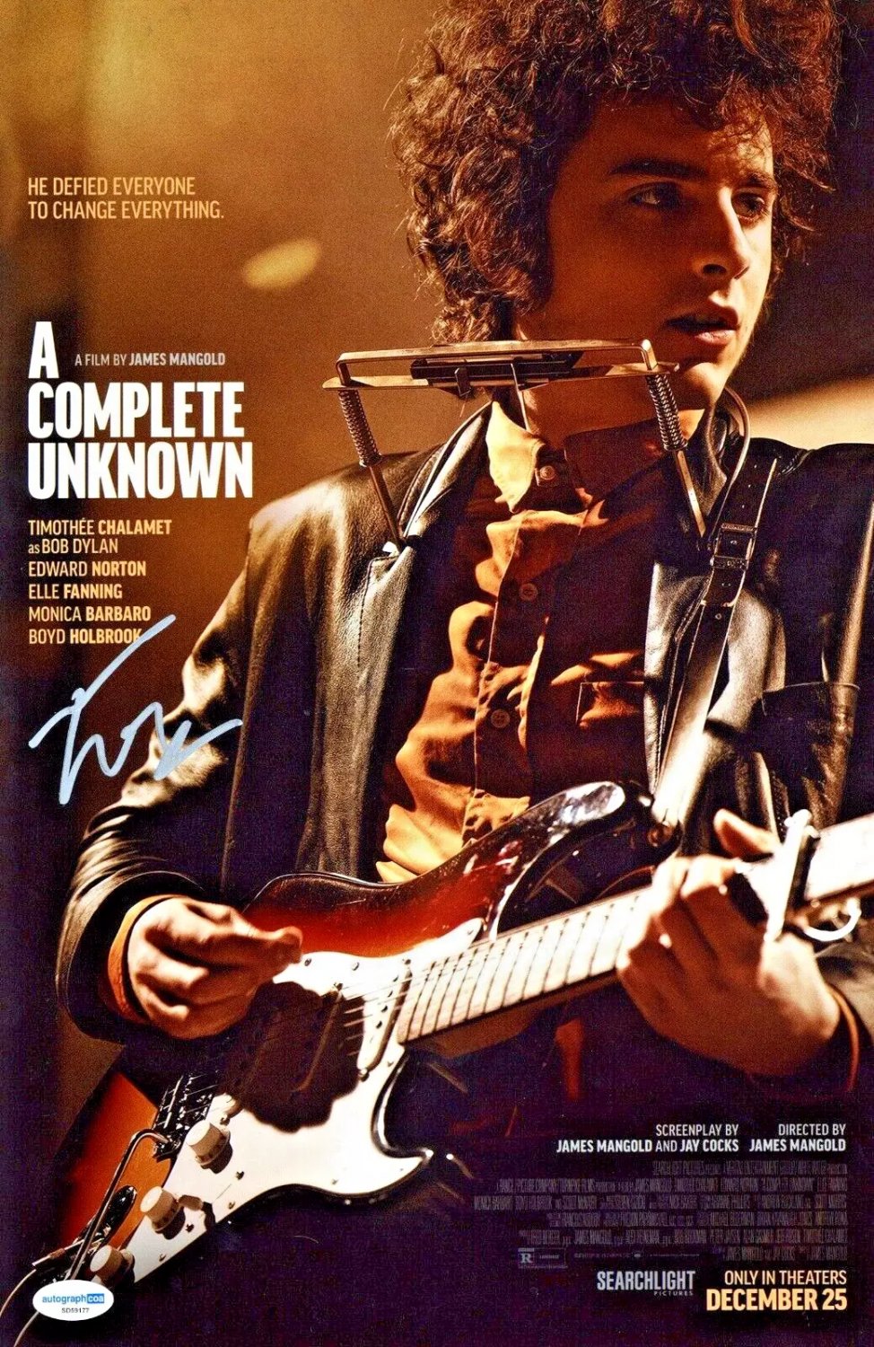 Timoth&Atilde;&copy;e Chalamet Autographed Signed Complete Unkown 11x17 Photo ACOA