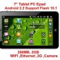 7 inch android 2.2 tablet pc VIA8650 MID support Flash 10