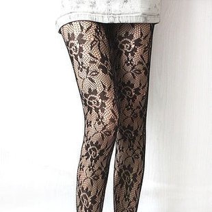 Woman's black lace tights--Sunflower