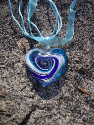 Blue Glass Heart Necklace
