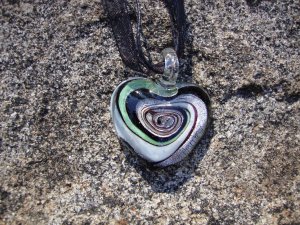 Black Glass Heart Necklace