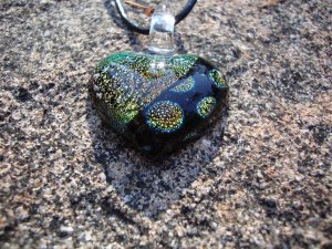 Orange Dichroic Glass Hearts
