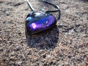 Purple Dichroic Glass Heart