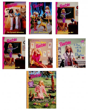 Barbie & Friends Book Club Lot of 7 Hardcover Groiler & SC Golden Books Paint