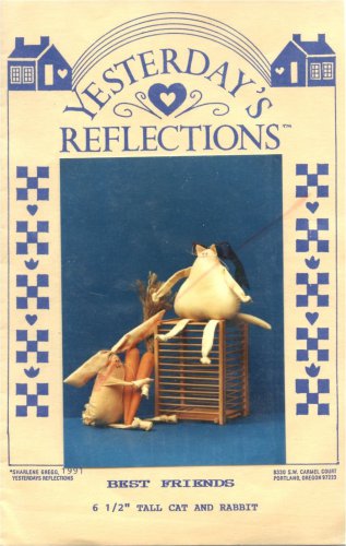 Yesterday's Reflections Best Friends 6 1/2" Tall Bunny & Cat Doll Pattern