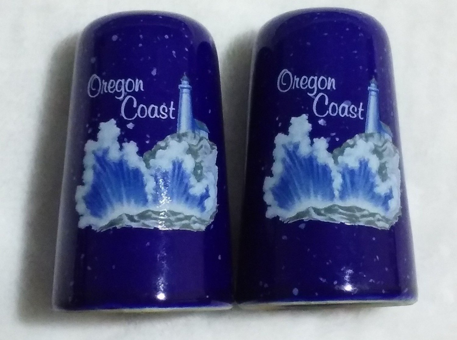 Navy dark blue Oregon Coast Salt and Pepper Shakers Lighthouse