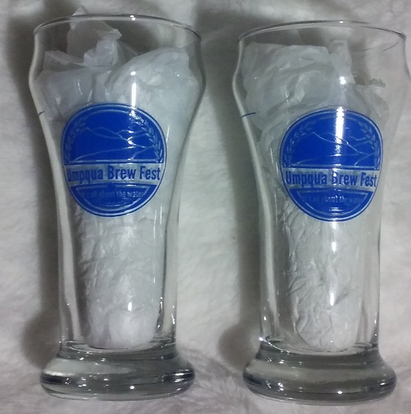 2 Oregon Brew Fest Beer Tasting Glasses Its All About the Water Umpqua