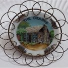 The Ozarks Souvenir Collectors 2 5/8" Plate Cabin in the Woods Metal Frame