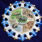 Vintage Oregon Caves Collectors Plate Pinwheel Cut Out Edges Blue Gold