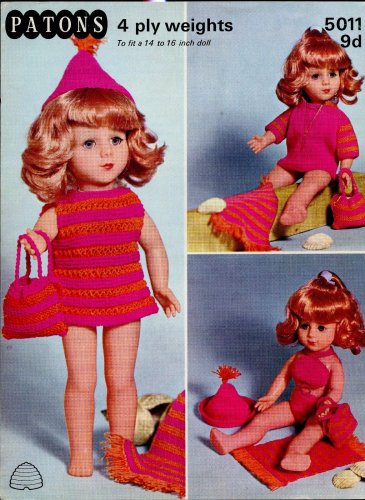 PATONS PATTERN BOOK 5011 9d 14-16" Dolls Purple Heather 4ply weights